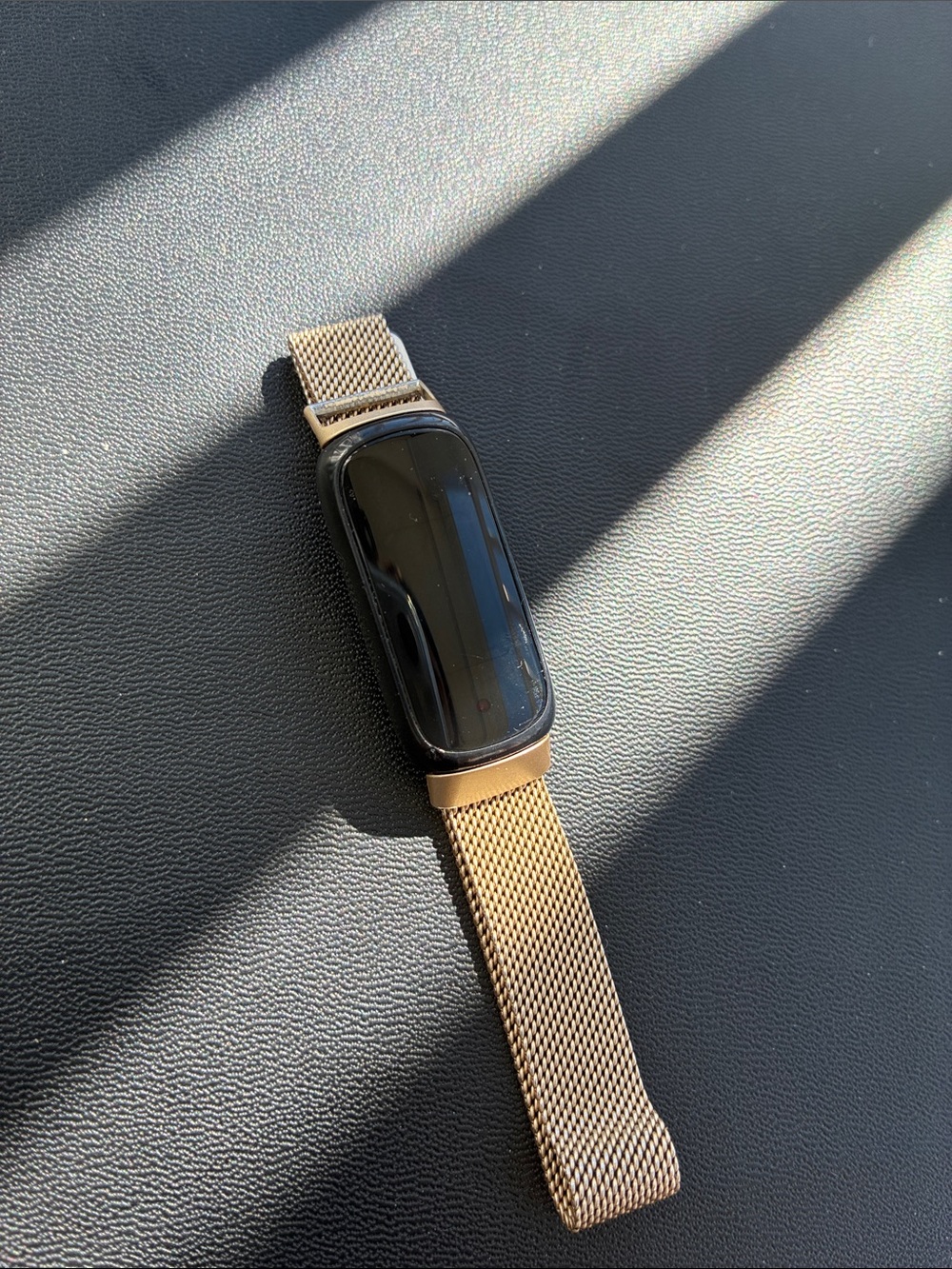 Gold Fitbit HR Inspire 3 Fitness Tracker with Milanese Loop Band